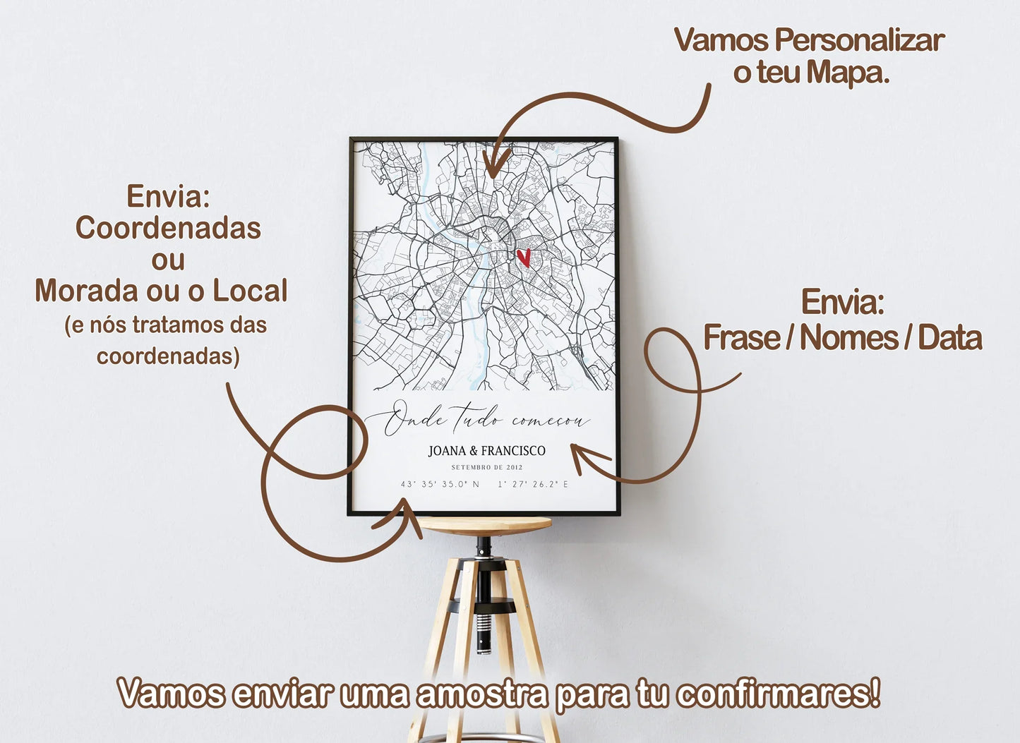Quadro/Poster - Mapa de Momentos - Personalizado com Coordenadas