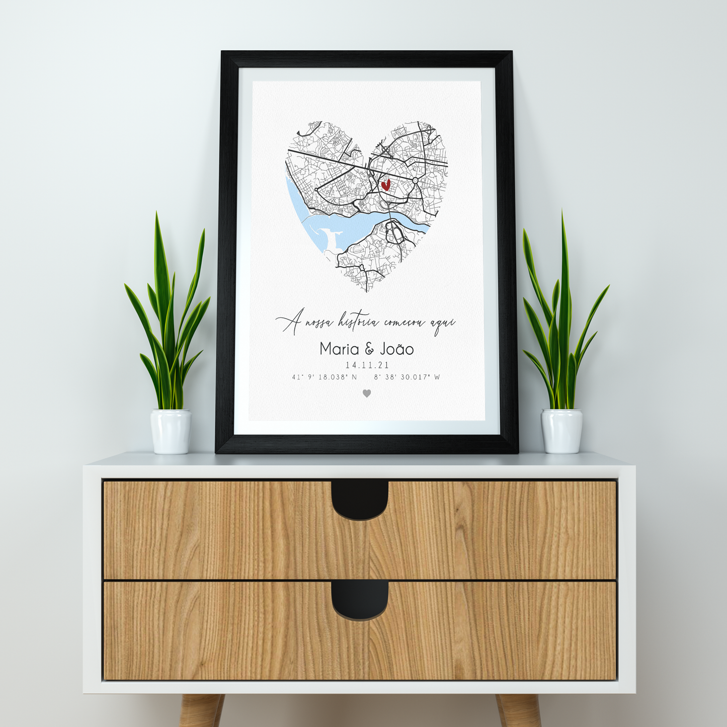 Quadro/Poster - Mapa do Amor - Personalizado com Coordenadas