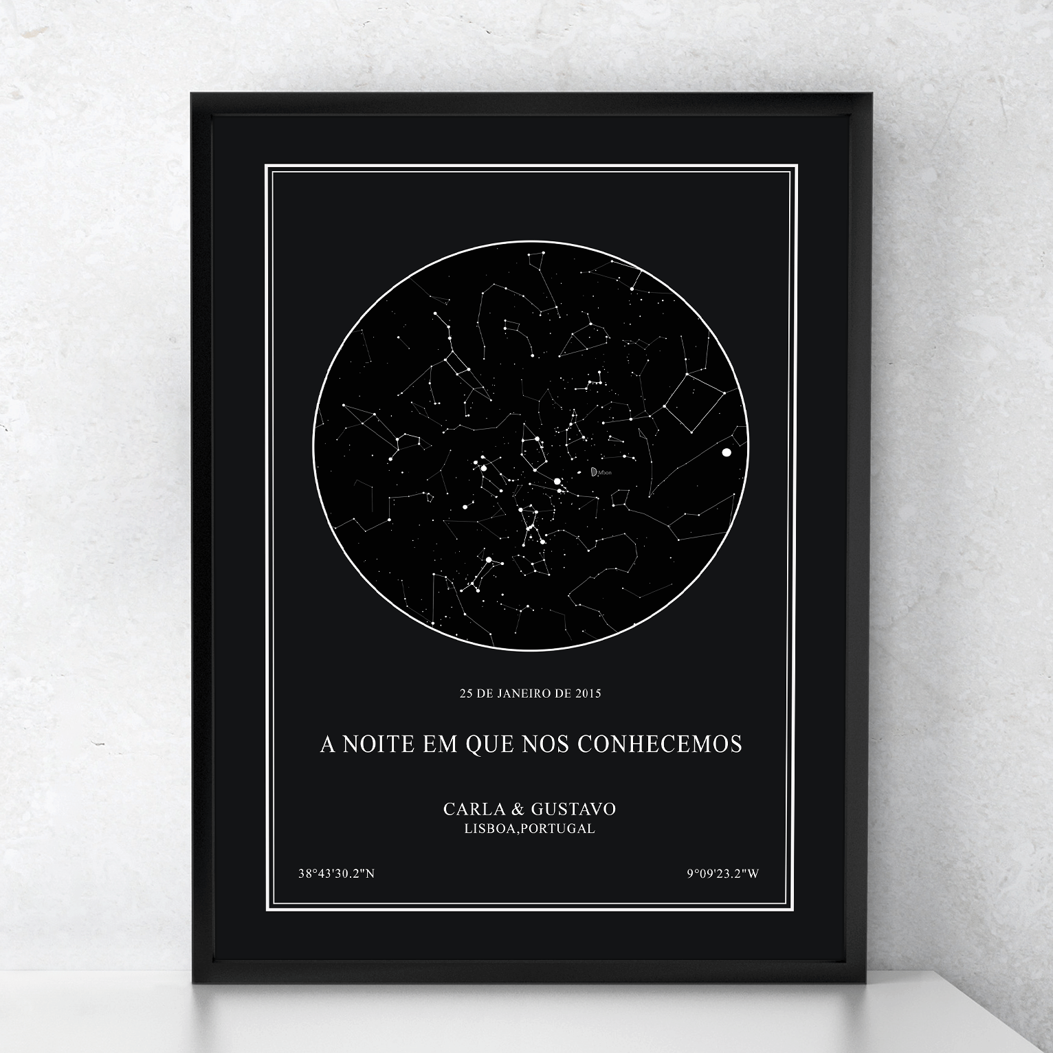 Mapa de estrelas personalizado - poster romântico para oferecer - quadro com o céu de um momento especial