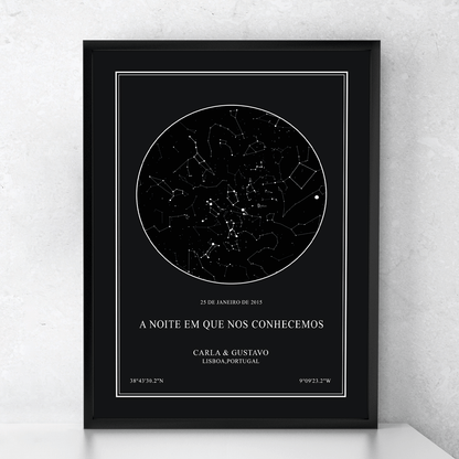 Mapa de estrelas personalizado - poster romântico para oferecer - quadro com o céu de um momento especial