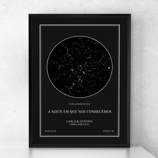 Mapa de estrelas personalizado - poster romântico para oferecer - quadro com o céu de um momento especial