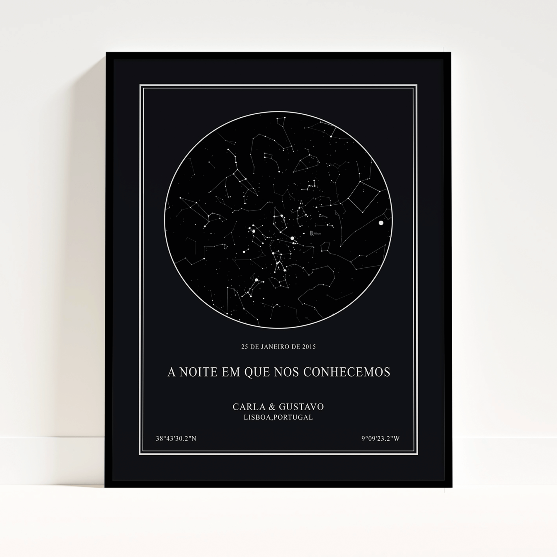 Mapa de estrelas em poster com moldura - decoração minimal personalizada