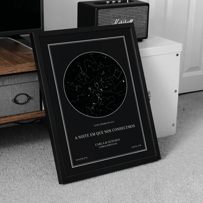 Quadro mapa de estrelas decorativo em sala - arte personalizada - minimalista